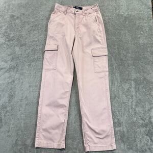 Hollister Ultra High Rise Cargo Dad Pants 26R Pink Preppy Y2K Summer Stretch